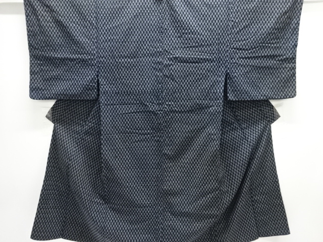 JAPANESE KIMONO / ANTIQUE MENS KIMONO / COTTON / KURUME KASURI / ABSTRACT CHECKERED